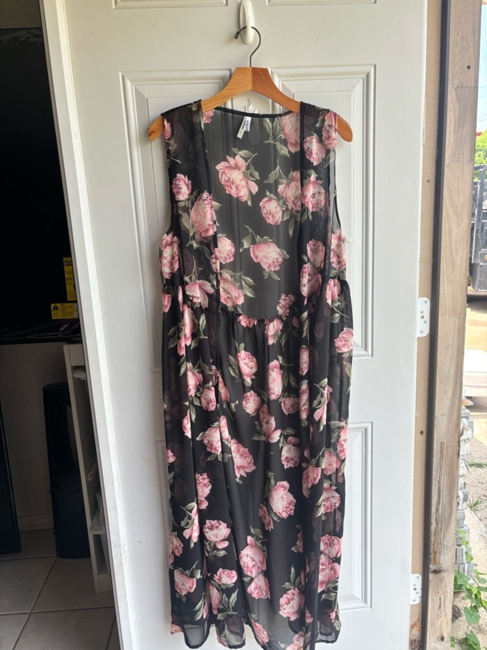 Live 4 Truth Black Sheer Maxi Dress with Pink Rose Print